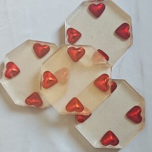 Hand Crafted Red Heart Coasters